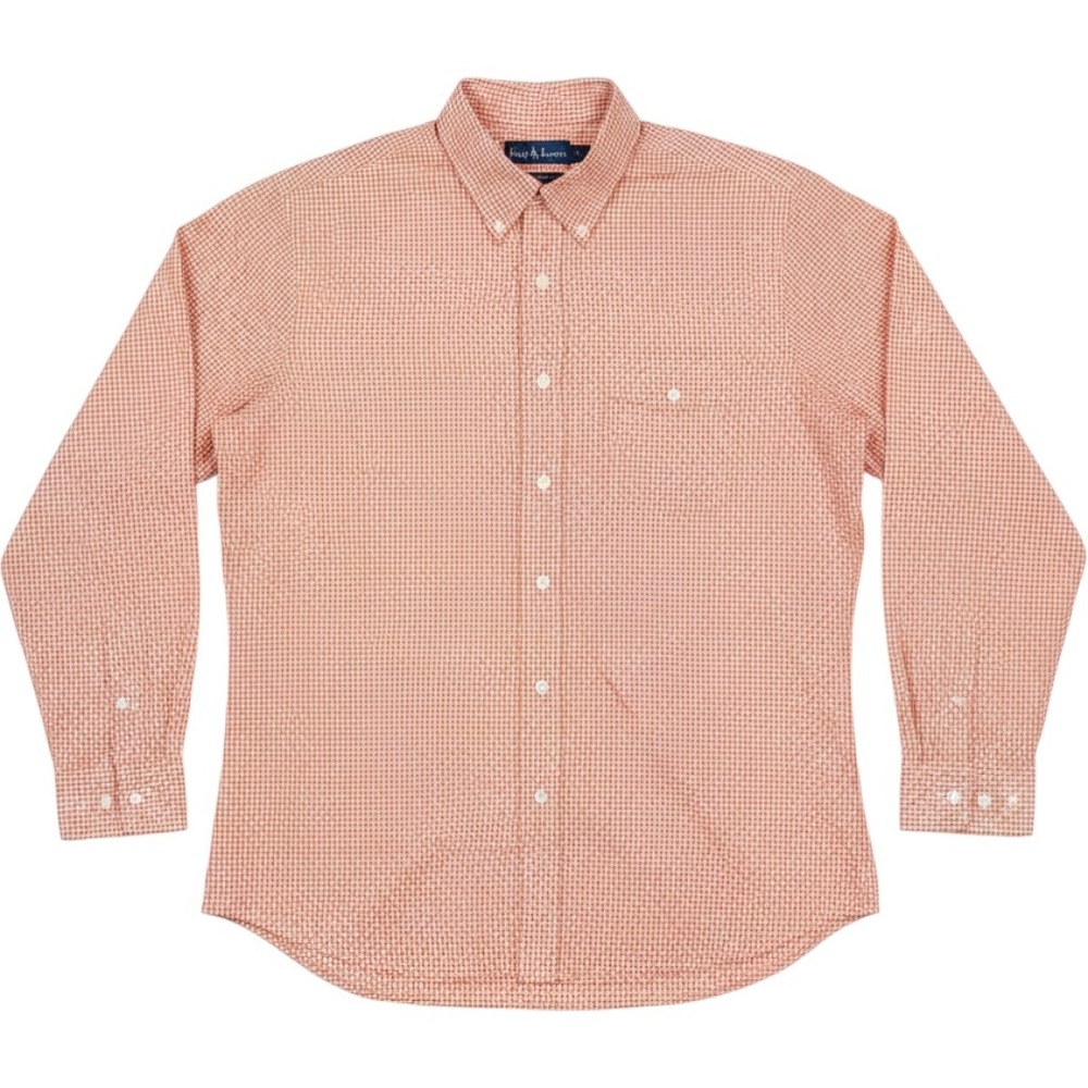 Ralph Lauren Mens Orange Gingham Button Down Shirt Large Long Sleeve Pocket